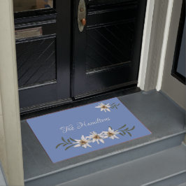 Felpudo Edelweiss Blancos Sobre Doormat Azul