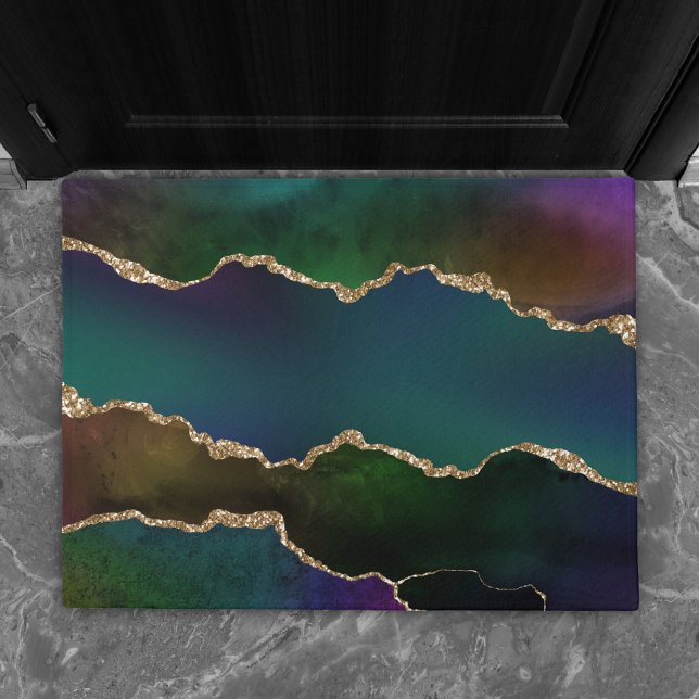 Felpudo Edgy Agate | Moody Jewel Tone Mystic Verde azulado (Subido por el creador)