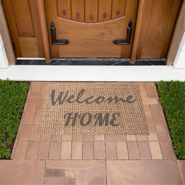 Felpudo Editar su texto l Elegant granja burlap (Exterior)