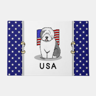 Felpudo EEUU Bandera Americana Vieja Oveja Inglesa (Gris 1