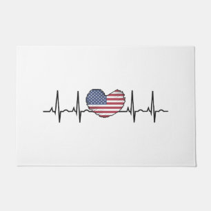 Felpudo EEUU Flag Hearbeat ECG Electrocardiografía