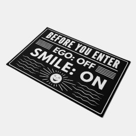 Felpudo Ego apagado, sonrisa puesta, diseño para anfitrion