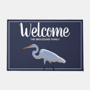 Felpudo Egret blanco de los pájaros costeros meridionales