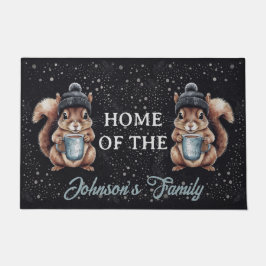 Felpudo Eichhörnchen mit Tasse und Schnee „Stay Warm“ 