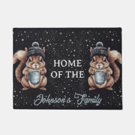 Felpudo Eichhörnchen mit Tasse und Schnee „Stay Warm“ 