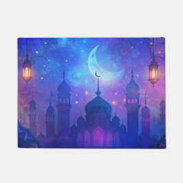 Felpudo Eid Mubarak Magic Arabian Nights Crescent Blue Art