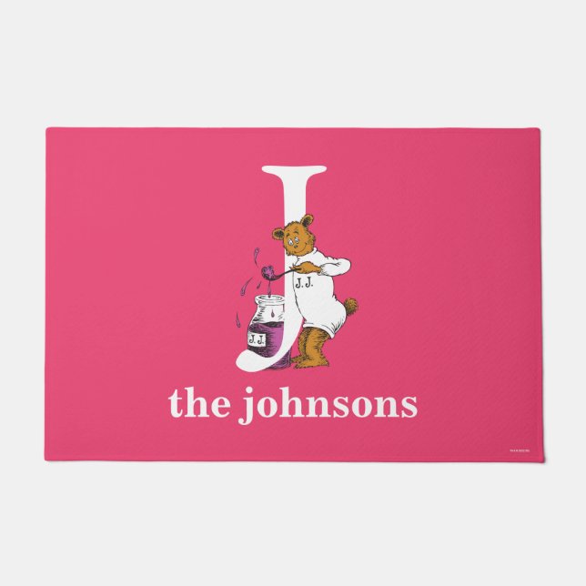 Felpudo El ABC del Dr. Seuss: Carta J - Blanco | Añadir su (Anverso)