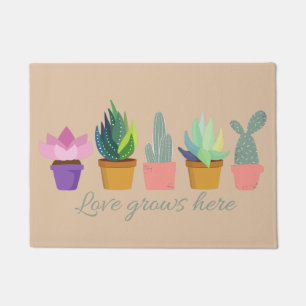Felpudo El amor crece aquí el Succulent