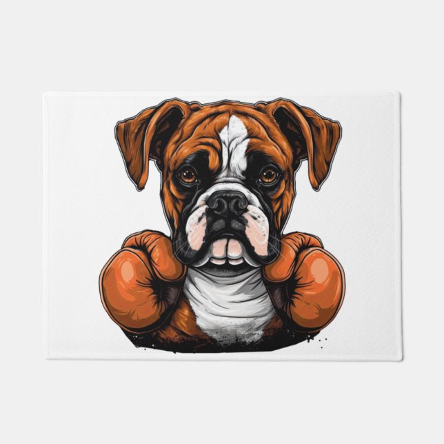 Felpudo El arte de diseño de BoxerLoveK9 (Anverso)