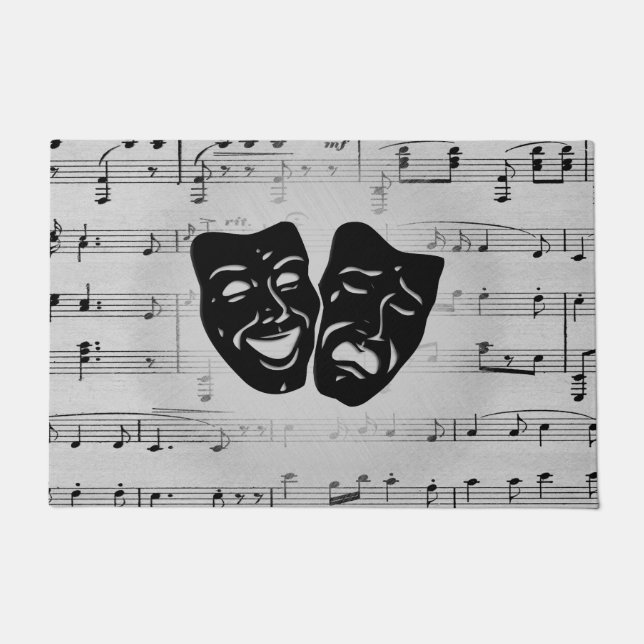 Felpudo El arte plateado une máscaras de teatro (Anverso)