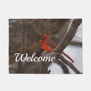 Felpudo El cardenal de la tormenta de nieve Welcome Doorma