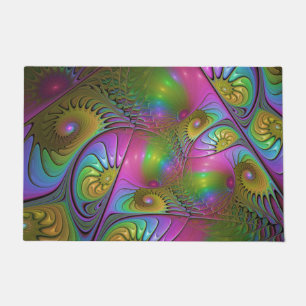 Felpudo El colorido y luminoso resumen de arte fractal