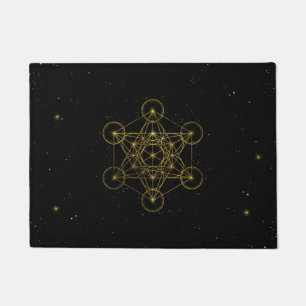 Felpudo El cubo de la geometría sagrada del Metatrón neg