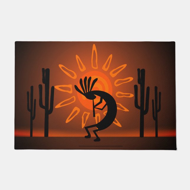 Felpudo El desierto del sol bronce de Kokopelli (Anverso)