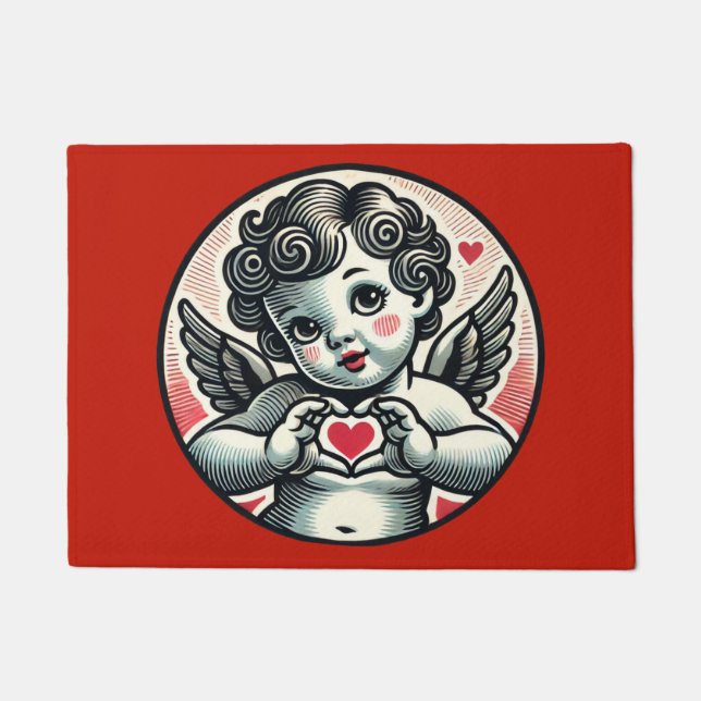 Felpudo El día de San Valentín Cherub Cupid Angel (Anverso)
