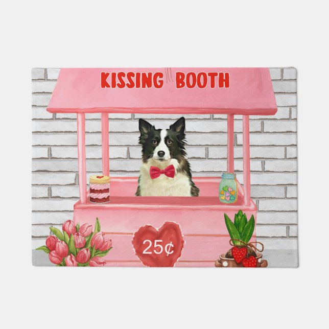 Felpudo El día de San Valentín de Perro Collie Fronterizo  (Anverso)