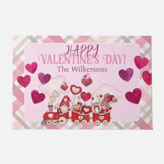 Felpudo El día de San Valentín Gnomes en un tren (Anverso)