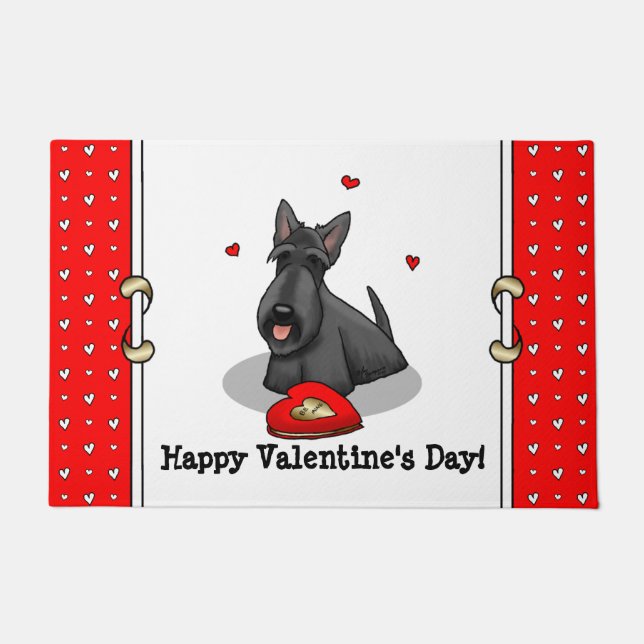 Felpudo El día de San Valentín (rojo) Scottie Dog (negro)  (Anverso)