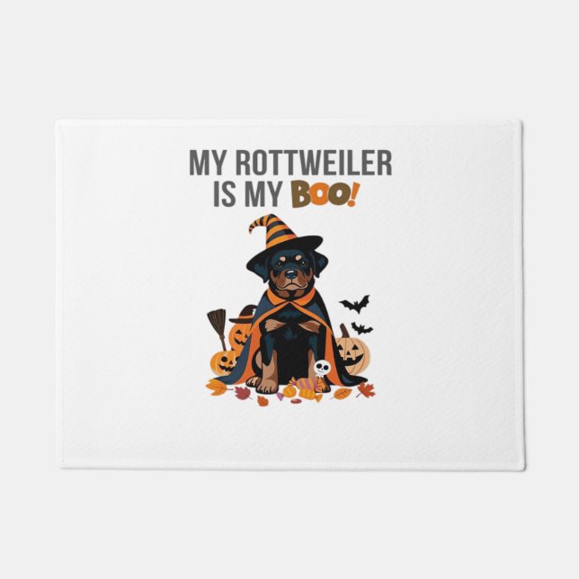 Felpudo El disfraz de rottweiler de Halloween Mi Rottweile (Anverso)