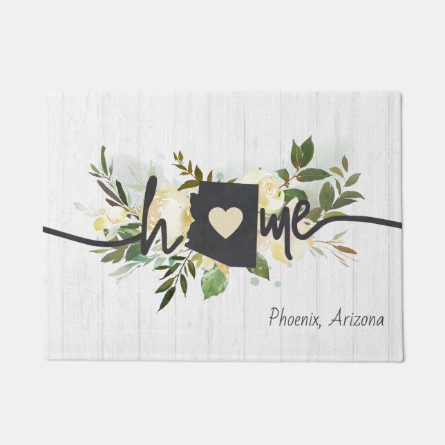 Felpudo El estado de Arizona personalizó tu ciudad natal r (Anverso)