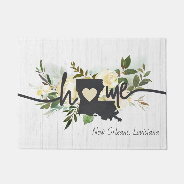 Felpudo El estado de Louisiana personalizó tu ciudad de or (Anverso)