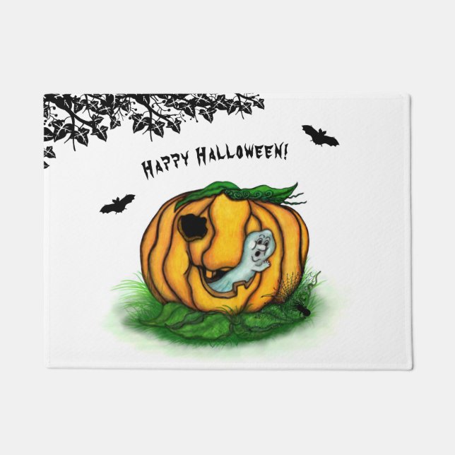 Felpudo El fantasma de Halloween , Bat , Ghost y Spider (Anverso)