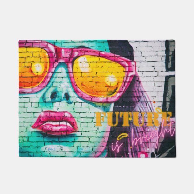 Felpudo El futuro del graffiti es Chica brillante y gafas  (Anverso)