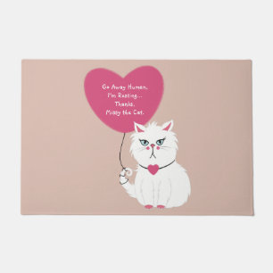 Felpudo El gracioso Personalizado de gato blanco sarcástic