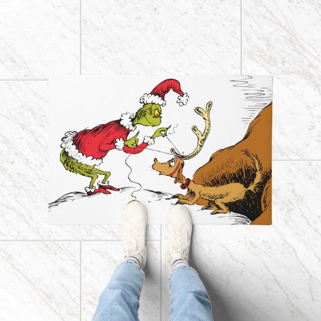 Felpudo El Grinch Prepara a Max el Reno (Interior)