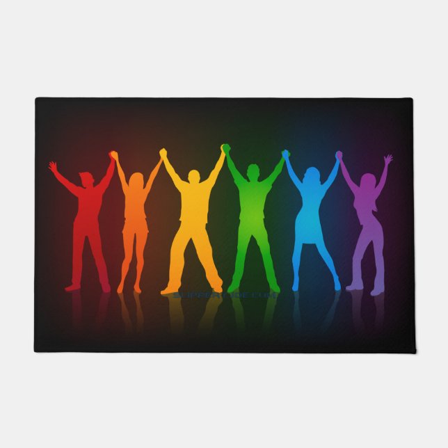 Felpudo El grupo de gente de SlipperyJoe tomándose las man (Anverso)