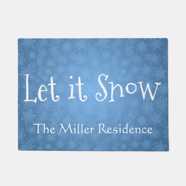 Felpudo El invierno azul rayado personalizado lo dejó (Anverso)