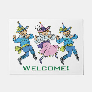 Felpudo El mago de Oz vintage, adorables Munchkins bailari