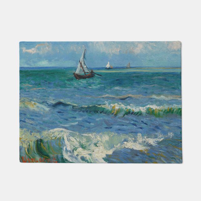 Felpudo El mar en Les Saintes Maries de la Mer | Van Gogh (Anverso)