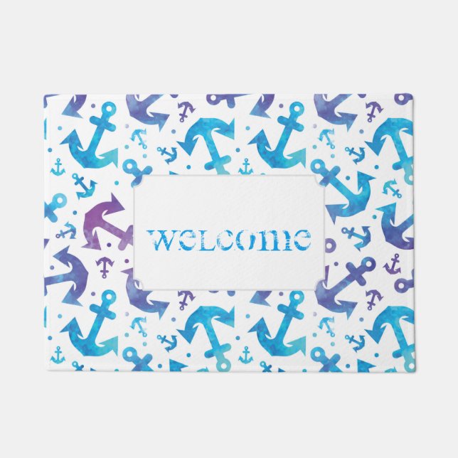 Felpudo El modelo el | del ancla del teñido anudado añade (Anverso)