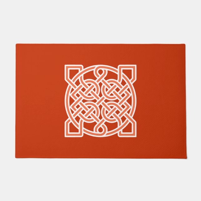 Felpudo El nudo de marinero celta, Naranja mandarín y blan (Anverso)
