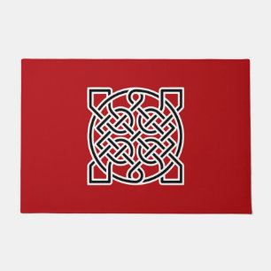 Felpudo El nudo del marinero celta, rojo profundo, negro y