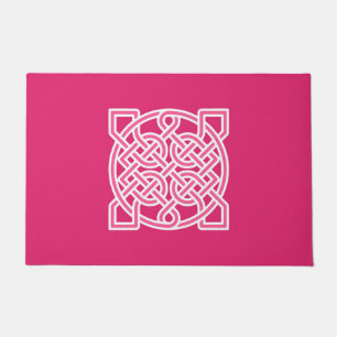 Felpudo El nudo del marinero celta, rosa y blanco de la fu