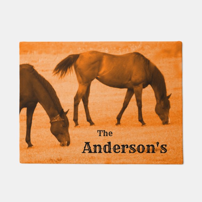 Felpudo El oeste salvaje, caballos, añade el Doormat del (Anverso)