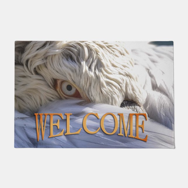Felpudo El ojo de un pelícano Bienvenido (Anverso)