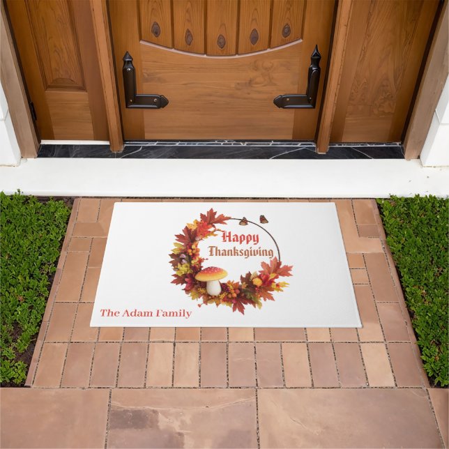 Felpudo El otoño moderno deja feliz día de gracias (Exterior)
