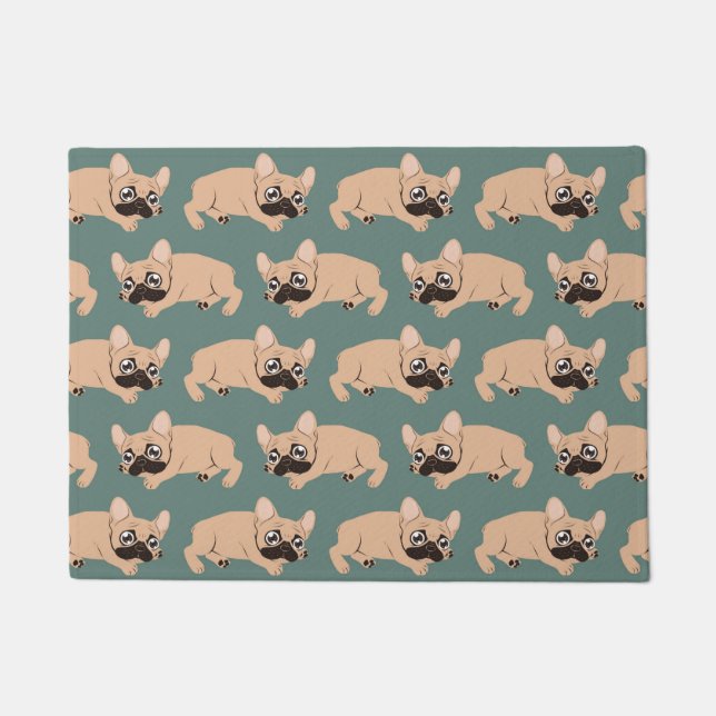 Felpudo El perrito negro de Frenchie de la máscara (Anverso)