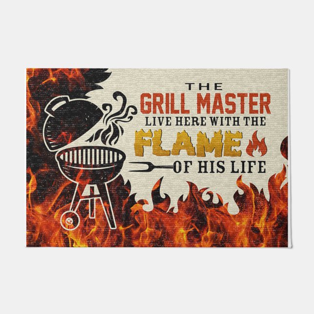 Felpudo El Personalizado de Bbq Doormat Grill Master vive  (Anverso)
