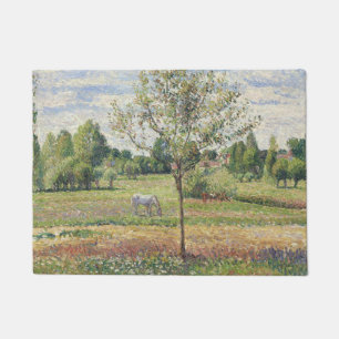 Felpudo El prado con caballo gris, Eragny, pintura al óleo