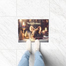 Felpudo El ratón lindo celebra a los Navidades -