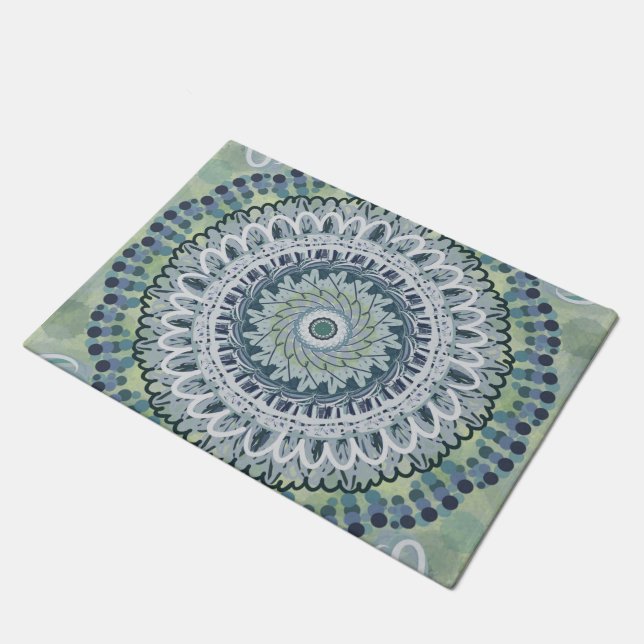 Felpudo El Shabby Bohemiano Chic Mandala Dot Art Design (Angular)