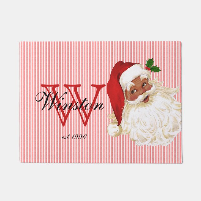 Felpudo El viejo Fashion Santa Claus Monogram Doormat (Anverso)