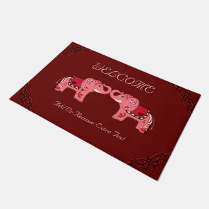 Felpudo Elefante de la alheña (rojo/rosa)