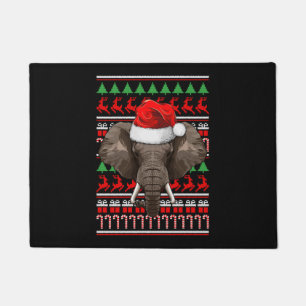 Felpudo Elefante de Santa Hat con un animal feo navidad