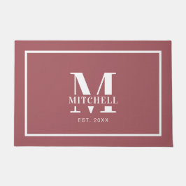 Felpudo Elegan Monogramed Dusty Pin Personalizado Nombre