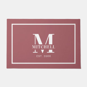 Felpudo Elegan Monogramed Dusty Pin Personalizado Nombre